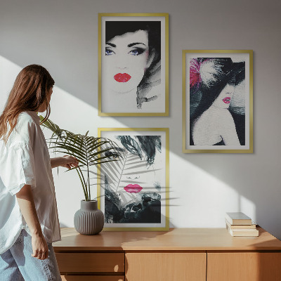 Composição de quadros moderna Retratos de mulheres com lábios