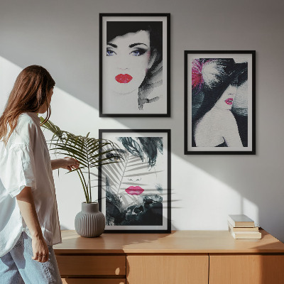 Composição de quadros moderna Retratos de mulheres com lábios