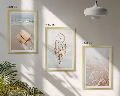Conjunto de quadros para sala de estar com paisagens boêmias e tranquilas de verão