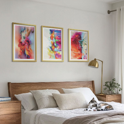 Conjunto de quadros para sala de estar Abstrações coloridas de forma