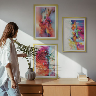 Conjunto de quadros para sala de estar Abstrações coloridas de forma