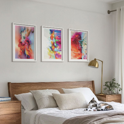 Conjunto de quadros para sala de estar Abstrações coloridas de forma