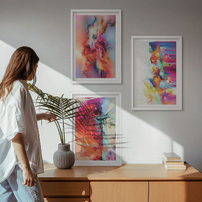 Conjunto de quadros para sala de estar Abstrações coloridas de forma