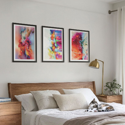 Conjunto de quadros para sala de estar Abstrações coloridas de forma