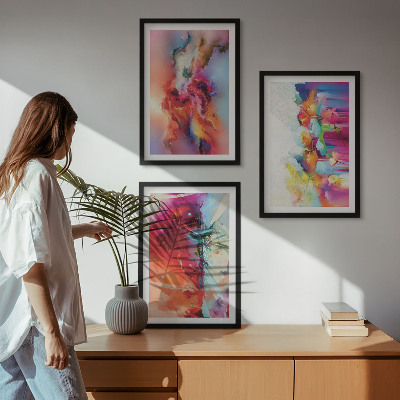 Conjunto de quadros para sala de estar Abstrações coloridas de forma