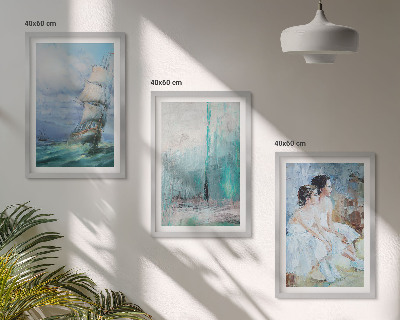 Conjunto de quadros para sala de estar Navio mar abstrato dançarina