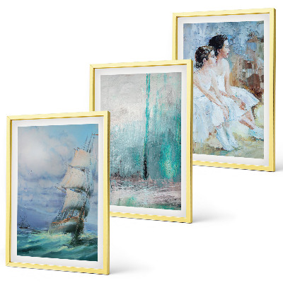 Conjunto de quadros para sala de estar Navio mar abstrato dançarina