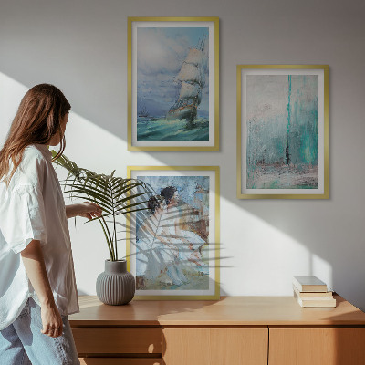 Conjunto de quadros para sala de estar Navio mar abstrato dançarina