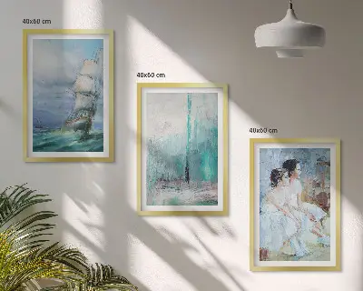 Conjunto de quadros para sala de estar navio e mar abstrato com dançarina