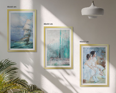 Conjunto de quadros para sala de estar Navio mar abstrato dançarina