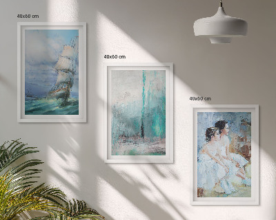 Conjunto de quadros para sala de estar Navio mar abstrato dançarina