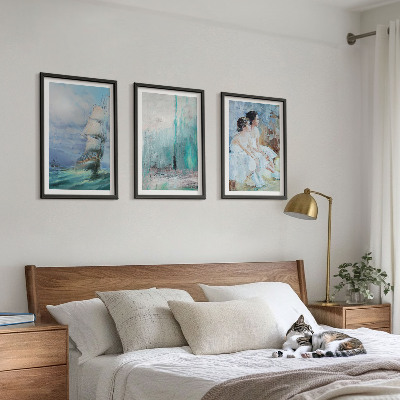 Conjunto de quadros para sala de estar Navio mar abstrato dançarina