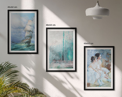 Conjunto de quadros para sala de estar Navio mar abstrato dançarina