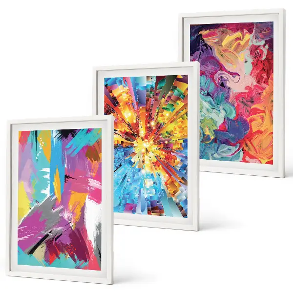 Conjunto de quadros decorativos modernos com padrões de pintura abstratos coloridos