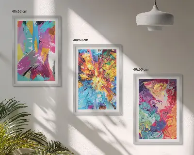 Conjunto de quadros decorativos modernos com padrões de pintura abstratos coloridos