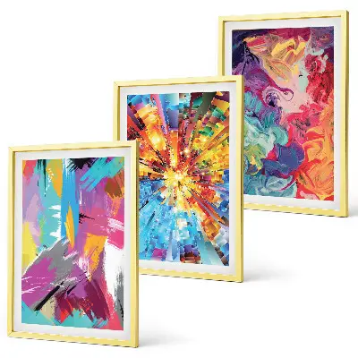Conjunto de quadros decorativos modernos com padrões de pintura abstratos coloridos