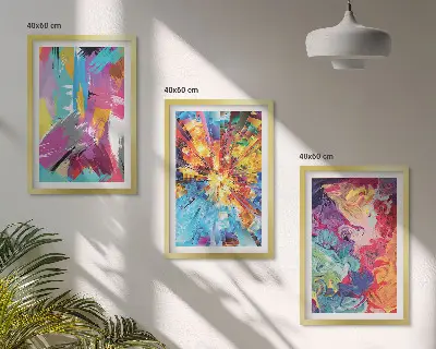 Conjunto de quadros decorativos modernos com padrões de pintura abstratos coloridos