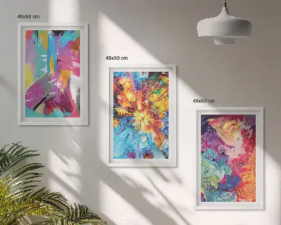 Conjunto de quadros decorativos modernos com padrões de pintura abstratos coloridos
