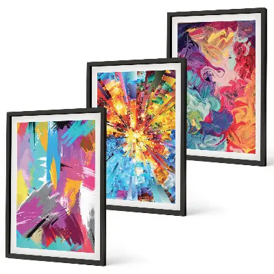 Conjunto de quadros decorativos modernos com padrões de pintura abstratos coloridos