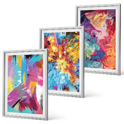 Conjunto de quadros decorativos modernos com padrões de pintura abstratos coloridos