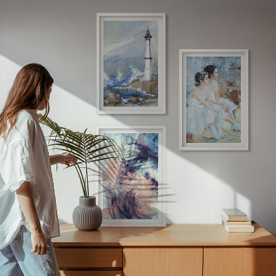 Conjunto de quadros para sala de estar Dançarina abstrata do farol