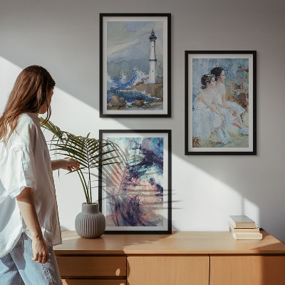 Conjunto de quadros para sala de estar Dançarina abstrata do farol