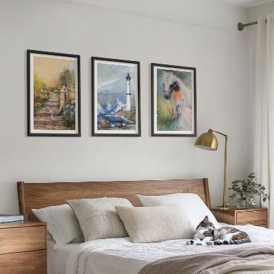 Composição de quadros moderna Farol com paisagem e cavalo