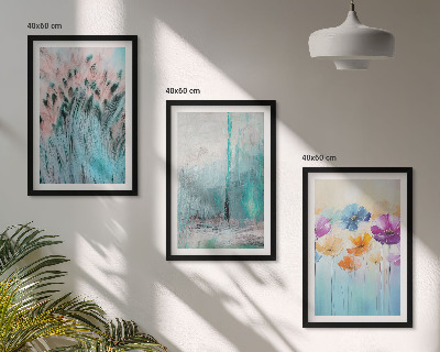 Conjunto de 3 quadros com moldura Padrões de fundo com flores em tons pastel