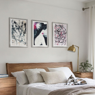 Conjunto de quadros para sala de estar Chapéu com padrões abstratos de pintura