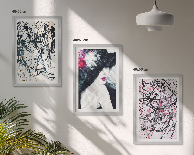 Conjunto de quadros para sala de estar Chapéu com padrões abstratos de pintura