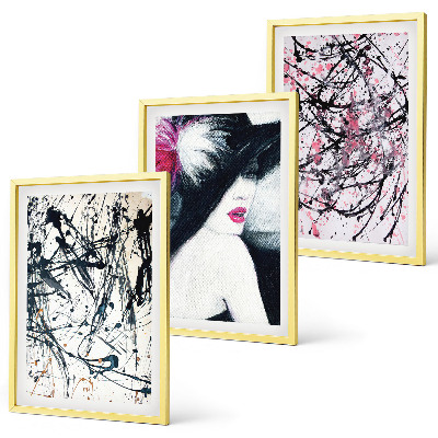 Conjunto de quadros para sala de estar Chapéu com padrões abstratos de pintura