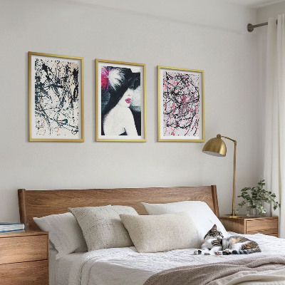 Conjunto de quadros para sala de estar Chapéu com padrões abstratos de pintura