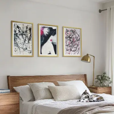 Conjunto de quadros para sala de estar com padrões de pintura abstratos