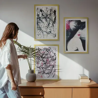 Conjunto de quadros para sala de estar com padrões de pintura abstratos