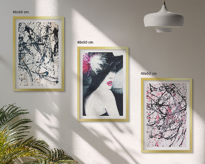 Conjunto de quadros para sala de estar Chapéu com padrões abstratos de pintura