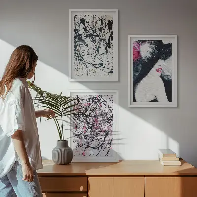 Conjunto de quadros para sala de estar com padrões de pintura abstratos