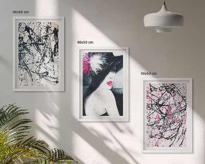 Conjunto de quadros para sala de estar Chapéu com padrões abstratos de pintura