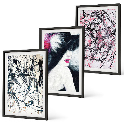 Conjunto de quadros para sala de estar Chapéu com padrões abstratos de pintura