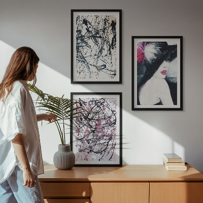 Conjunto de quadros para sala de estar Chapéu com padrões abstratos de pintura