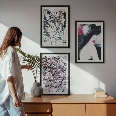 Conjunto de quadros para sala de estar com padrões de pintura abstratos