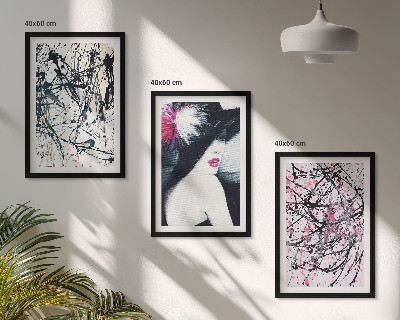 Conjunto de quadros para sala de estar Chapéu com padrões abstratos de pintura
