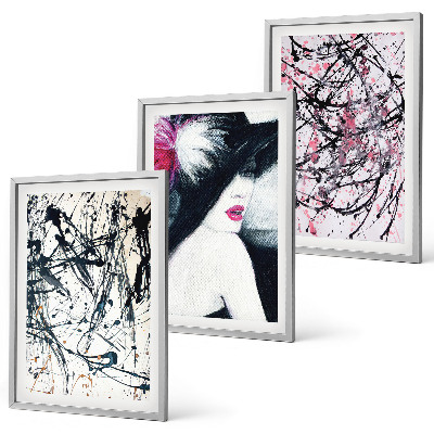 Conjunto de quadros para sala de estar Chapéu com padrões abstratos de pintura
