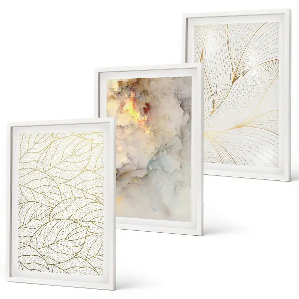 Composição de quadros moderna com padrões de folhas em mármore abstrato