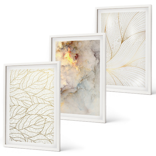 Composição de quadros moderna Padrões de folhas em mármore abstrato