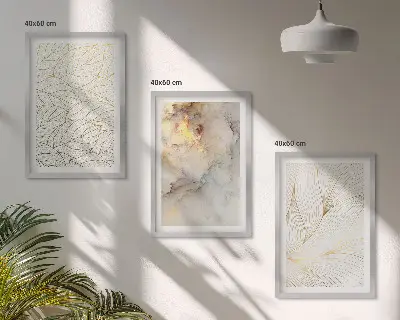 Composição de quadros moderna com padrões de folhas em mármore abstrato
