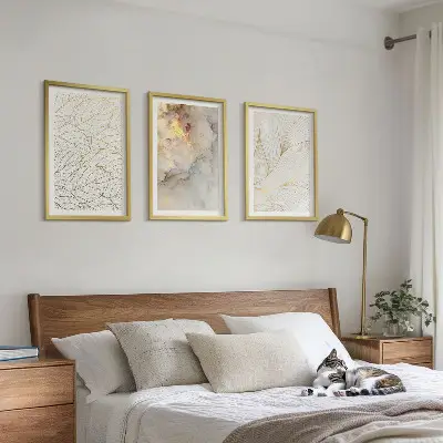 Composição de quadros moderna com padrões de folhas em mármore abstrato