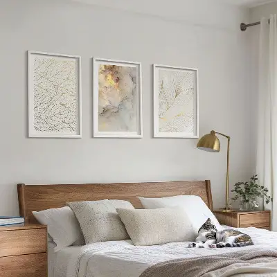 Composição de quadros moderna com padrões de folhas em mármore abstrato
