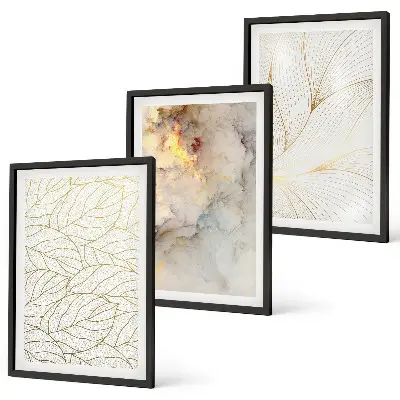 Composição de quadros moderna com padrões de folhas em mármore abstrato