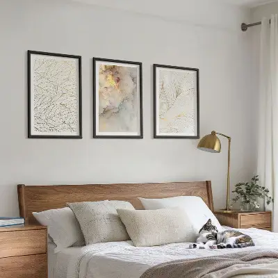 Composição de quadros moderna com padrões de folhas em mármore abstrato