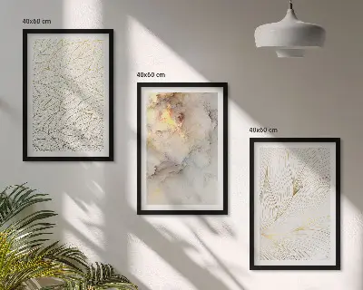 Composição de quadros moderna com padrões de folhas em mármore abstrato